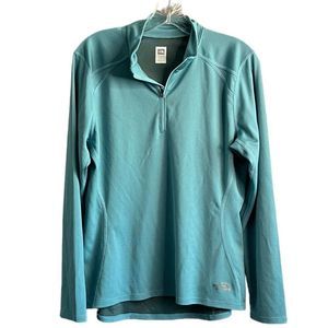 The North Face Mint Green Long Sleeve 1/4 Zip Front Knit Vapor Wick Top Size L